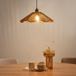 Wyld And Coco Pendant Lamp Natural Handmade Paper Shade Rustic Boho, Warm Light, 40Cm Diameter, 120Cm Drop - thumbnail 2