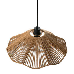 Wyld And Coco Pendant Lamp Natural Handmade Paper Shade Rustic Boho, Warm Light, 40Cm Diameter, 120Cm Drop - thumbnail 5