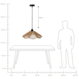 Wyld And Coco Pendant Lamp Natural Handmade Paper Shade Rustic Boho, Warm Light, 40Cm Diameter, 120Cm Drop - thumbnail 9