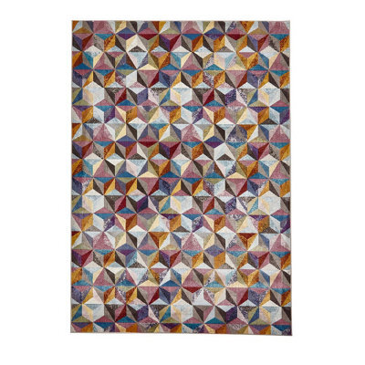 Multi Rug, Abstract Geometric Rug, Funky Rug, Stain-Resistant Rug For Bedroom, Living Room & Dining Room-200Cm X 290Cm