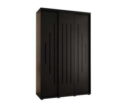Arte Cannes Xii Sliding Door Wardrobe W150Cm - Sleek Black Storage For Compact Spaces - image 1