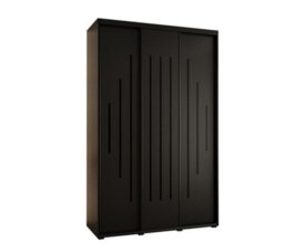 Arte Cannes Xii Sliding Door Wardrobe W150Cm - Sleek Black Storage For Compact Spaces - thumbnail 1