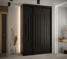 Arte Cannes Xii Sliding Door Wardrobe W150Cm - Sleek Black Storage For Compact Spaces - thumbnail 2