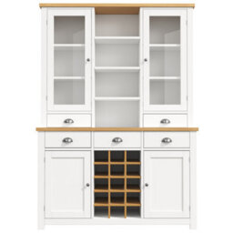 Btm 185Cm Kitchen Pantry Cabinet, Glass Doors, 5 Drawers, Wine Rack, White - thumbnail 8