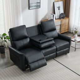 More4Homes Madrid 3 Seater Manual Recliner Air Leather Sofa (Black) - thumbnail 8