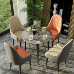 Fativo Set Of 2 Dining Microfiber Leather Chairs Padded Seat High Back Armchair 52L X 49W X 90Hcm, Light Khaki - thumbnail 9