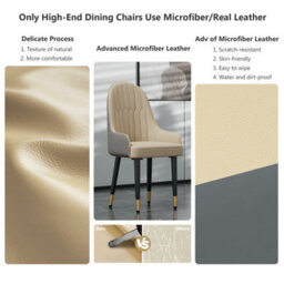 Fativo Set Of 2 Dining Microfiber Leather Chairs Padded Seat High Back Armchair 52L X 49W X 90Hcm, Light Khaki - thumbnail 5