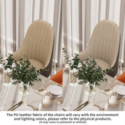 Fativo Set Of 2 Dining Microfiber Leather Chairs Padded Seat High Back Armchair 52L X 49W X 90Hcm, Light Khaki - thumbnail 3