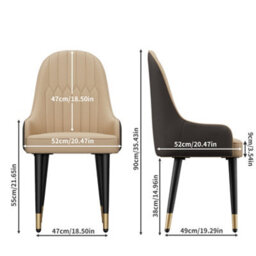Fativo Set Of 2 Dining Microfiber Leather Chairs Padded Seat High Back Armchair 52L X 49W X 90Hcm, Light Khaki - thumbnail 2