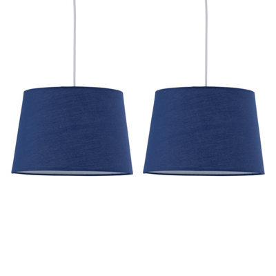 First Choice Lighting Set Of 2 Navy Cotton 28Cm Tapered Cylinder Pendant Or Lamp Shades - image 1