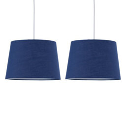 First Choice Lighting Set Of 2 Navy Cotton 28Cm Tapered Cylinder Pendant Or Lamp Shades - thumbnail 1