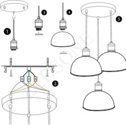 Vintage 3 Way Ceiling Pendant Light  Brushed Brass Dome Lampshade For Kitchen Island - thumbnail 6