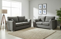 Plush Velvet 3+2 Sofa Set Blue Scatter Back Couch Settee For Living Room Lounge Indoors - thumbnail 2