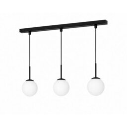 Luminosa Lighting Luminosa Mondi Bar Pendant Ceiling Light Black White Glass Shade 3X E27 - thumbnail 1