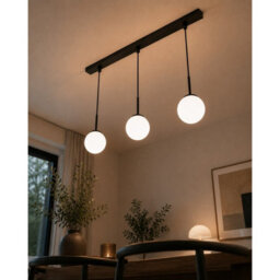 Luminosa Lighting Luminosa Mondi Bar Pendant Ceiling Light Black White Glass Shade 3X E27 - thumbnail 4