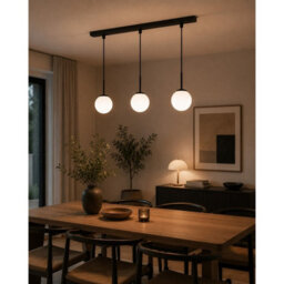 Luminosa Lighting Luminosa Mondi Bar Pendant Ceiling Light Black White Glass Shade 3X E27 - thumbnail 2
