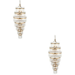 Loops Elegant 2-Pack Antique Brass Hanging Ceiling Pendant Light With Clear Glass Design - thumbnail 1