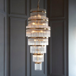 Loops Elegant 2-Pack Antique Brass Hanging Ceiling Pendant Light With Clear Glass Design - thumbnail 2