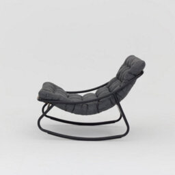 Home Detail Marbella Black Rocking Chair, Dark Grey Cushions - thumbnail 5