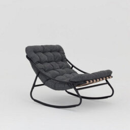 Home Detail Marbella Black Rocking Chair, Dark Grey Cushions - thumbnail 2