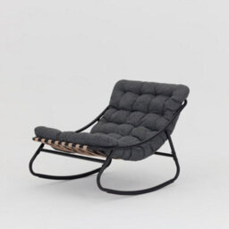 Home Detail Marbella Black Rocking Chair, Dark Grey Cushions - thumbnail 4
