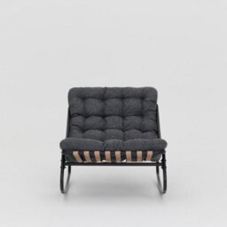 Home Detail Marbella Black Rocking Chair, Dark Grey Cushions - thumbnail 3