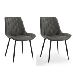 Home Detail Georgia Dining Chair Set Of 2, Grey Faux Leather