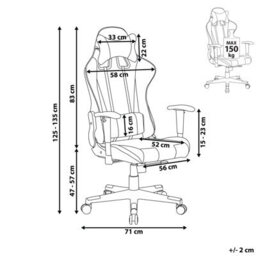 Beliani Office Chair Gamer Faux Leather White - thumbnail 3