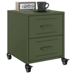 Berkfield Bedside Cabinets 2 Pcs Olive Green 36X39X43.5 Cm Steel