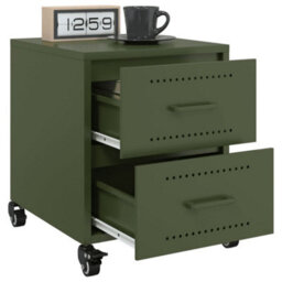 Berkfield Bedside Cabinets 2 Pcs Olive Green 36X39X43.5 Cm Steel - thumbnail 4