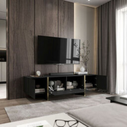 Heze Furniture Kyoto Glamour Modern Loft Style Tv Cabinet 180 Cm Tv Stand - Black Matt - thumbnail 4