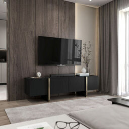 Heze Furniture Kyoto Glamour Modern Loft Style Tv Cabinet 180 Cm Tv Stand - Black Matt - thumbnail 5