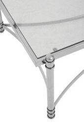 Orsina Stylish Clear And Silver Coffee Table, Spacious Glass Topped Table, Modern Metallic Finished Coffee Table - thumbnail 3