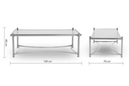 Orsina Stylish Clear And Silver Coffee Table, Spacious Glass Topped Table, Modern Metallic Finished Coffee Table - thumbnail 4