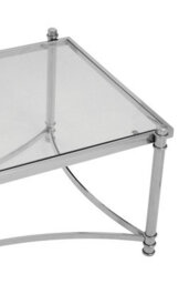 Orsina Stylish Clear And Silver Coffee Table, Spacious Glass Topped Table, Modern Metallic Finished Coffee Table - thumbnail 2