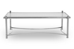 Orsina Stylish Clear And Silver Coffee Table, Spacious Glass Topped Table, Modern Metallic Finished Coffee Table - thumbnail 5