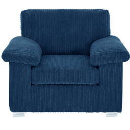 Furnishings For Less UK Delta Large Fabric Armchair Sofa Padded Arms Jumbo Cord Blue