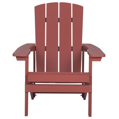 Beliani Red Weatherproof Garden Chair - Faux-Wood With Stainless Steel Frame, Ergonomic Outdoor Seating - image 1