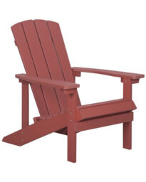 Beliani Red Weatherproof Garden Chair - Faux-Wood With Stainless Steel Frame, Ergonomic Outdoor Seating - thumbnail 3