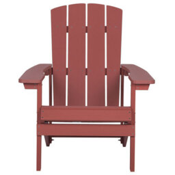 Beliani Red Weatherproof Garden Chair - Faux-Wood With Stainless Steel Frame, Ergonomic Outdoor Seating - thumbnail 1