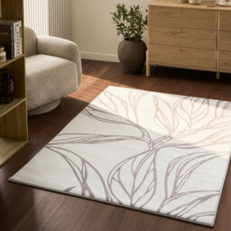 Wyld And Coco Luxehome Beige Leaf Rug 140 X 200 Cm Anti-Slip Low Pile - thumbnail 2