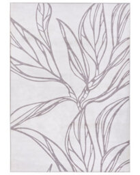 Wyld And Coco Luxehome Beige Leaf Rug 140 X 200 Cm Anti-Slip Low Pile - thumbnail 1