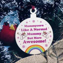 Red Ocean Mummy Gift For Christmas Hanging Wooden Tree Decoration Unicorn Thank You