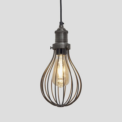 Industville Brooklyn Balloon Cage Pendant, 6 Inch, Pewter, Pewter Holder - image 1