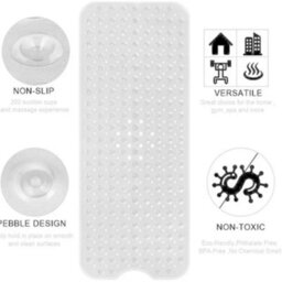 Non Slip Bath Mat 100X40 Cm Shower Mat Bathtub Anti Mold Strong Suction Rubber - thumbnail 3