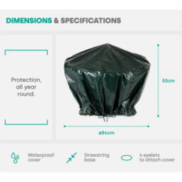 Green Round Fire Pit Cover 84Cm Heavy Duty Waterproof Bbq Outdoor Shield - thumbnail 2