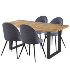 Hallowood Furniture Cullompton Large Dining Table (1.6M) With 4 Dark Grey Curved Back Chairs - thumbnail 8