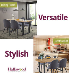 Hallowood Furniture Cullompton Large Dining Table (1.6M) With 4 Dark Grey Curved Back Chairs - thumbnail 6