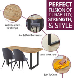 Hallowood Furniture Cullompton Large Dining Table (1.6M) With 4 Dark Grey Curved Back Chairs - thumbnail 2