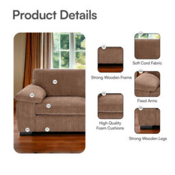 BlissFurniture Ltd Jumbo Cord 2 Seater Sofa Stylish & Compact Sofa For Modern Living Rooms And Flats Enhance Comfort Without Compromising Space - thumbnail 2